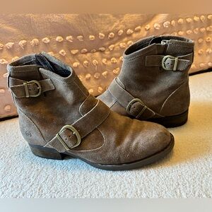 Born Taupe Ankle Boots with Buckles